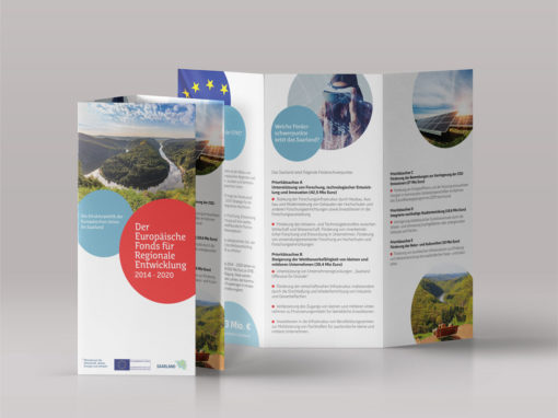 Roll-Up und Flyer-Design für das Wirtschaftsministerium des Saarlandes.